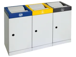 afvalverzamelstation vuurremmend 3x30 liter HxBxD 600x910x300mm Grijs - 2