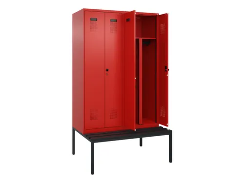 PBM-locker met bank,HxBxD 2120x1200x815mm,4vak,vak B 300mm