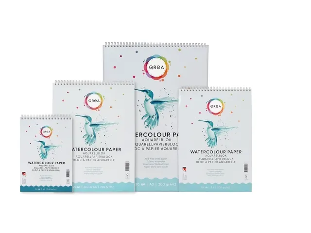 Aquarelblok Qrea A4 20 vel 200gr spiraal
