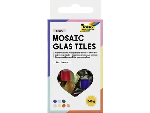 Folia Mozaieksteentjes glas 10x10mm basiskleuren assorti