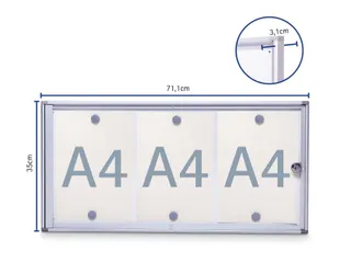 Vitrine Maulextraslim 3xa4 Aluminium Binnen - 2
