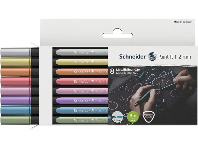 Metallic liner Schneider Paint-It 020 1-2mm etui 8st. (metallic zilver