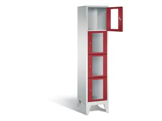 Lockerkast 1850x420x500mm 1x4 vakken Cilinderslot Poten, RAL3003 - 1