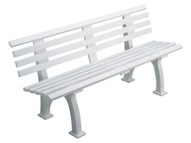 Kunststofbank 740x1500x380mm Zit H 440mm 9 Latten 2 Pootstellen Wit