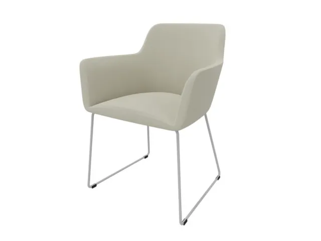 Bezoekersstoel Sledeframe Ronde Buis Verchroomd Beige