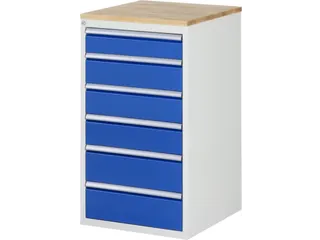 ladekast 1035x580x650mm 6laden cilinderslot RAL7035 RAL5010 beuken - 1