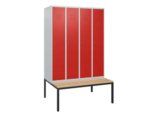 locker met bank,HxBxD 1950x1200x815mm,4vak,vak B 300mm,cil.-slot