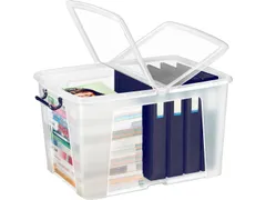 Opbergbox Transparant 65 Liter Met Gespleten Deksel