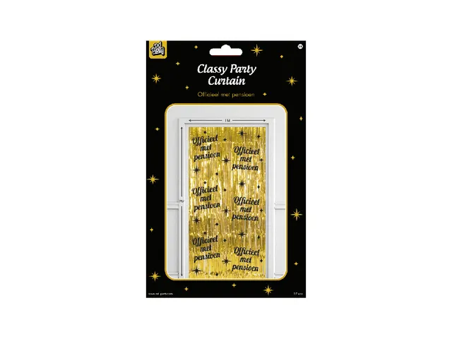 Feestgordijn Classy Party Curtain 'Pensioen' Goud-Zwart 100x200cm