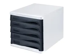 ladeblok,5lade(n),HxBxD 250x265x340mm,kunststof,wit,laden zwart