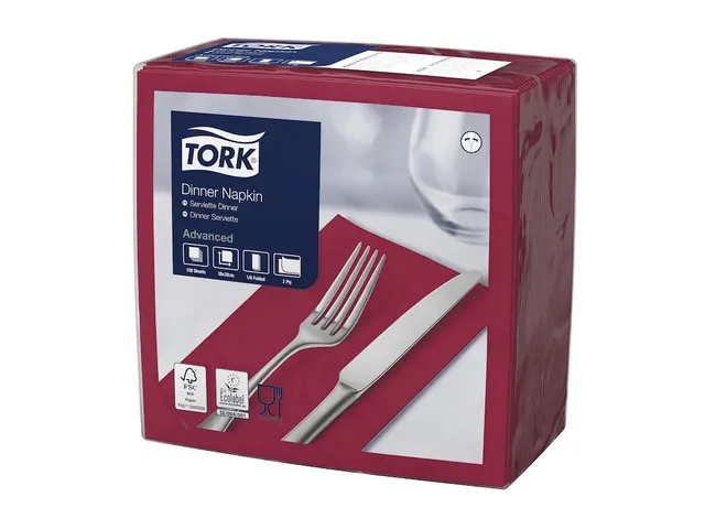 Tork 477570 Dinnerservet Advanced Bordeaux 39x39cm