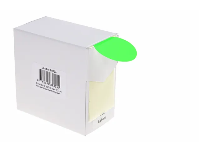 Etiquette sur rouleau 50mm vert fluo + dévidoir 500 pièces