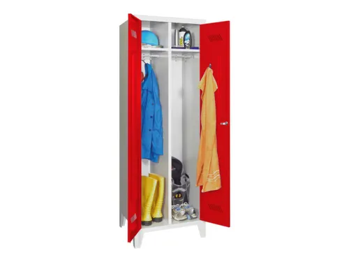 garderobekast,HxBxD 1850x600x500mm,2vak,RAL7035,front RAL3000