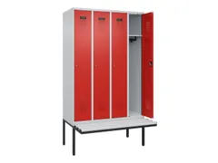 locker met bank,HxBxD 2120x1200x815mm,4vak,vak B 300mm,cilinderslot