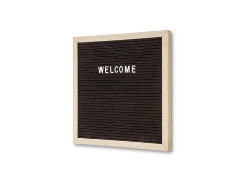Letterbord Zwart 30x30cm licht houten frame