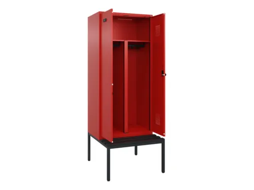 PBM-locker met bank,HxBxD 2120x800x815mm,2vak,vak B 400mm,draaigrendel