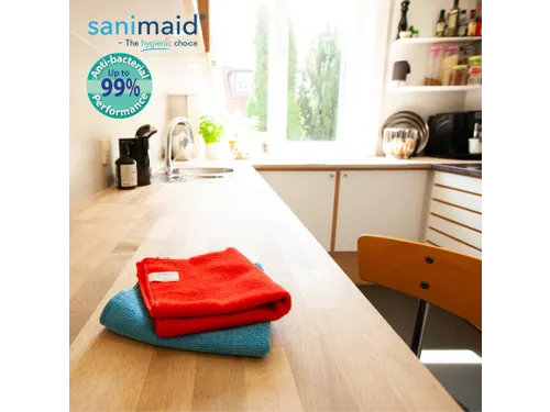 Sanimaid Microvezeldoeken Antibacterieel Set Blauw en Rood