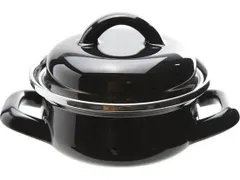 Serveerpan Zwart email 10cm 300ml 2 handvaten