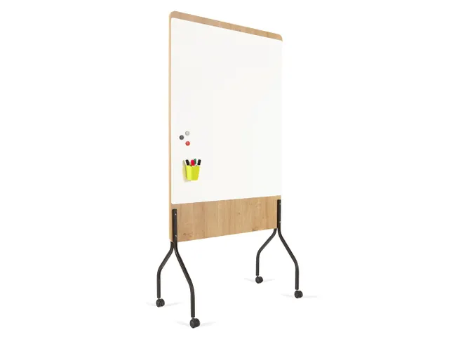 Whiteboard Rocada Natural 100x120cm wit mobiel 2-zijdig melamine magne