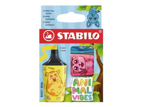 Markeerstift STABILO BOSS Animal Vibes mini assorti blister à 3 stuks