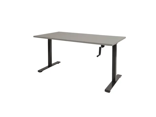 Slinger Bureau Zit-sta Zwart Poot 160x80cm Blad Licht Grijs