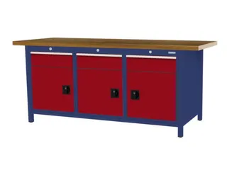 werkbank,HxBxD 860x2000x750mm,onderstel RAL5013,fronten RAL3003 - 3
