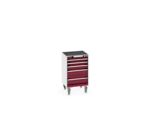 ladekast verrijdbaar 880x525x525mm 5laden RAL7035 front RAL3004 - 7