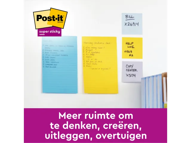 Memoblok 3M Post-it XL-LL Super Sticky 101mmx101mm groen met lijn 70 v