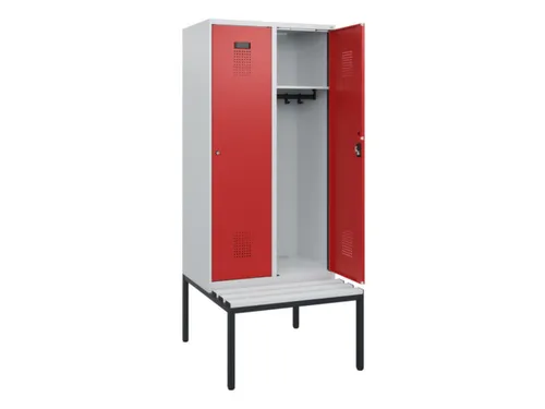 locker met bank,HxBxD 1950x800x815mm,2vak,vak B 400mm,cilinderslot