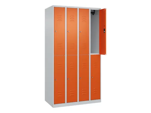 dubbeldekse locker,HxBxD 1850x1000x500mm,4x2vak.,vak B 250mm,cil.-slot