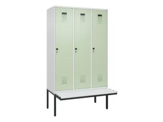 locker met bank,voor scheiding van kleding,HxBxD 2120x1200x815mm,3vak - 2