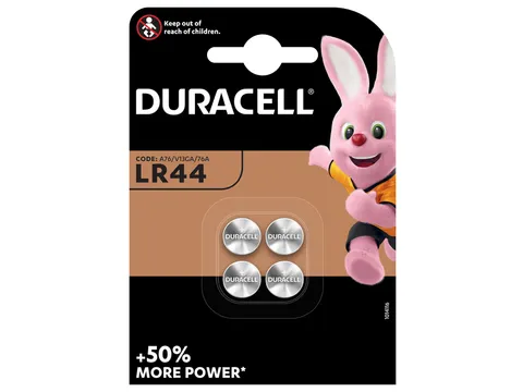 Batterij Duracell knoopcel 4x LR44 alkaline Ø11,6mm