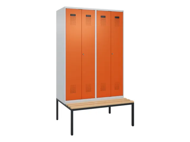locker met bank,voor scheiding van kleding,HxBxD 2120x1200x815mm,4vak