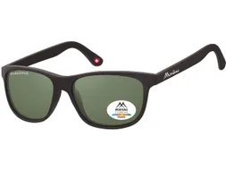 Zonnebril Montana met groen G15 gepolariseerd glas mat zwart