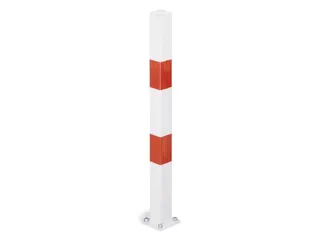 Afzetpaal Vierkant 70X 70Mm Met Bodemplaat Vast Platte Kop Wit/rood - 1