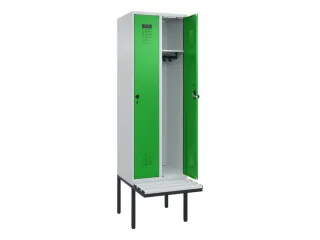 locker met bank,HxBxD 2120x600x815mm,2vak,vak B 300mm,draaigrendel - 1