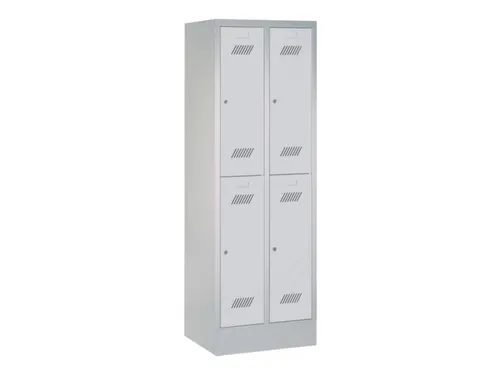 dubbeldekse locker,HxBxD 1850x600x500mm,2x2vak.,RAL7035,front RAL7035