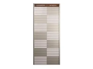 Menoor In-Uit bord 35 namen Aluminium Aanwezig/Afwezig donker Houtlook - 1