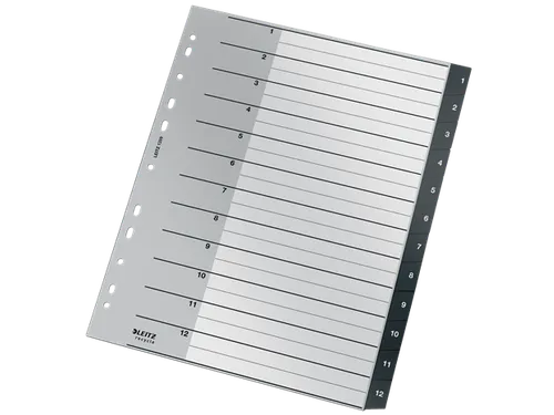 Tabblad Leitz Recycle A4 11-gaats 1-12 extra breed PP