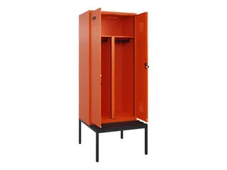 PBM-locker met bank,HxBxD 2120x800x815mm,2vak,vak B 400mm,draaigrendel - 1