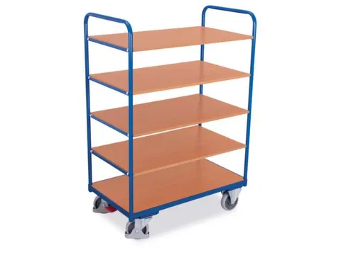 Etagewagen 250kg 1000x600mm H 1530mm 5 Etages Hout Ral5010