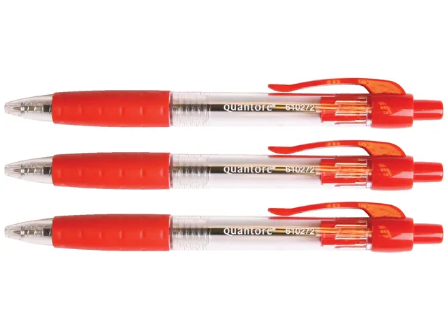 Balpen Quantore Grip drukknop rood medium