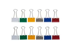 Papierklem Foldback mauly Assorti 214 25mm 12 Stuks