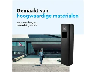 Afvalbak met asbak BRASQ 20 liter AT400 zwart - 4