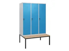locker met bank,HxBxD 1950x1200x815mm,3vak,vak B 400mm,draaigrendel