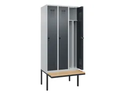 locker met bank,voor scheiding van kleding,HxBxD 2120x900x815mm,3vak