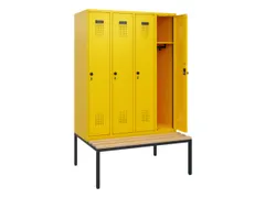 locker met bank,HxBxD 1950x1200x815mm,4vak,vak B 300mm,draaigrendel