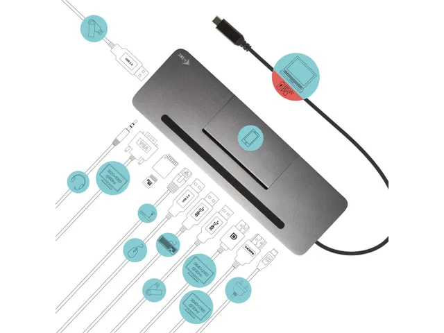i-tec USB-C Metal Ergonomic 4K 3x Display Docking Station