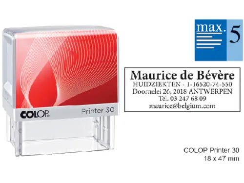 Tekststempel Colop Printer 30 +bon 5regels 47x18mm blauw