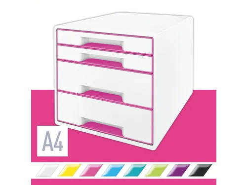 Ladenblok Leitz WOW Cube 4 laden wit/roze